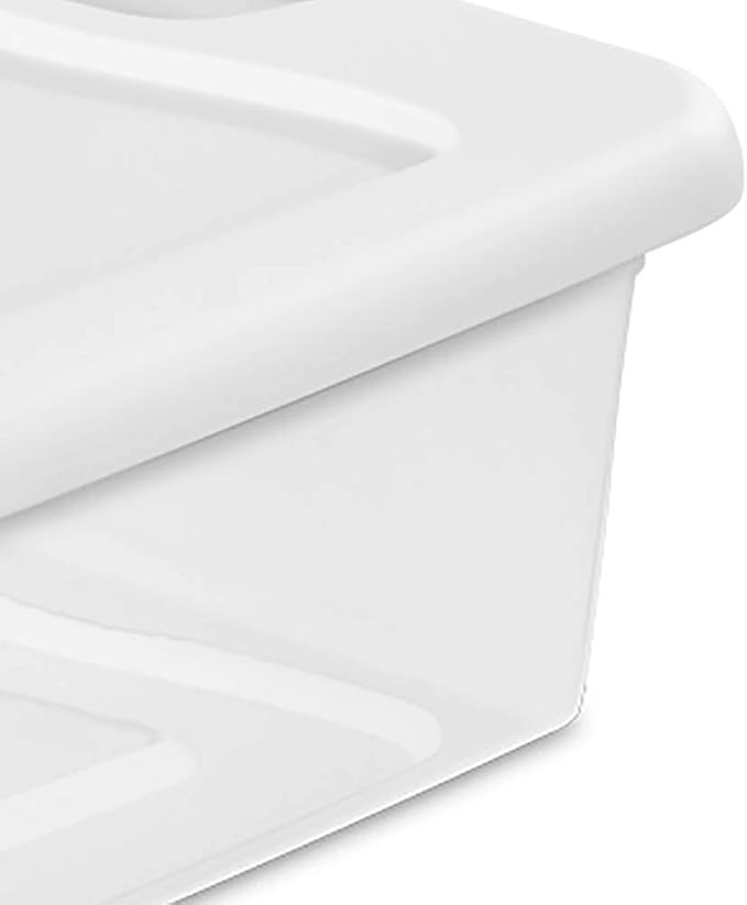 Sterilite 14968006 32 Quart White/Clear Plastic Storage Box With Blue Aquarium Latches