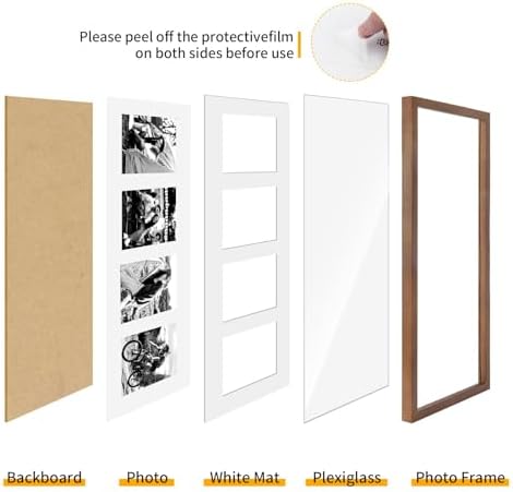 puthiac 8x20 Oak Wood Picture Frame 4Pcs 4x6 Photo Frame, Walnut, 1 Pack