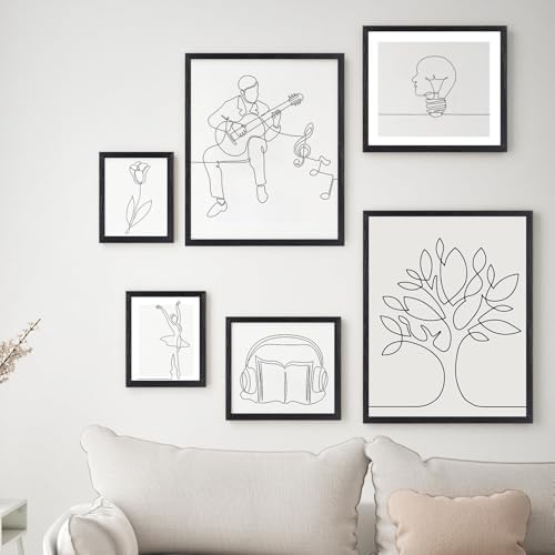 puthiac 11x14 Solid Oak Wood Picture Frame, Black, 1 Pack