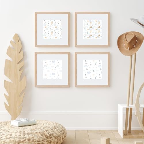 puthiac 8x8 Solid Oak Wood Picture Frames, Natural Oak, 3 Pack