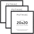 puthiac 20x20 Solid Oak Wood Picture Frames, Black, 3 Pack