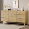 Chrangmay 9 Drawer Dresser,47" Wide Mid Century Modern Chest of Drawers,Wooden Bedroom Drawer Dresser with 9 Storage Drawers for Bedroom, Living Room,with Anti-Tipping Device,Yellow