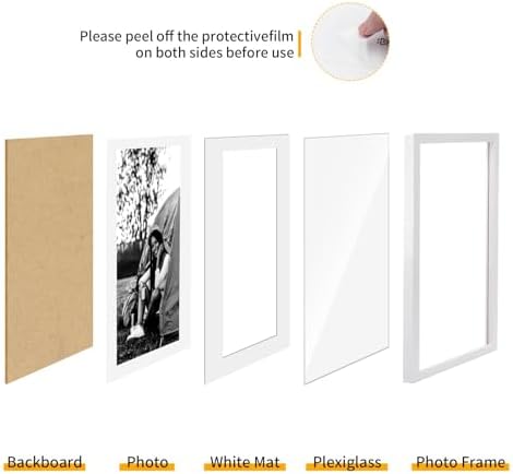 puthiac 9x12 Solid Oak Wood Picture Frames, White, 3 Pack