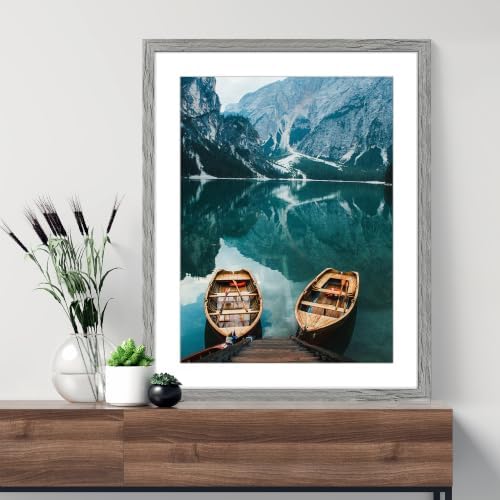 Hongkee 22x28 Frame Set of 4, 22 x 28 Grey Wood Style(Mat 18x24)