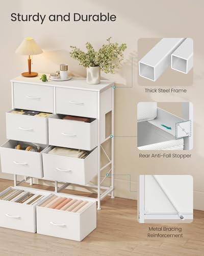 SONGMICS Dresser for Bedroom, Tall Dresser with 8 Fabric Drawers