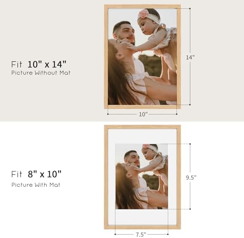 puthiac 10x14 Solid Oak Wood Picture Frames, Natural Oak, 3 Pack