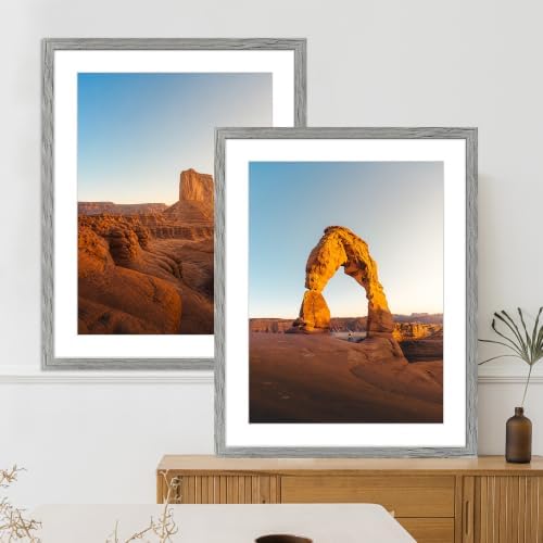 Hongkee 22x28 Frame Set of 4, 22 x 28 Grey Wood Style(Mat 18x24)