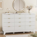 Xixini Fluted Dresser for Bedroom with 12 Drawers, 57" Wide Modern Chest of Drawers with Metal Handle, Wooden Dresser TV Stand, Wood Closet Clothes Storage Organizer for Living Room, Hallway, White