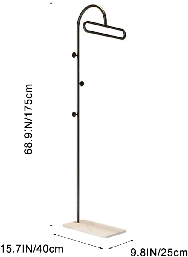 Coat Rack Freestanding Clothes Rack with Hooks & Marble Base, Heavy Duty Coat Hanger Stable Coat Stand for Entryway Bedroom, Hanging Garment Rack Hall Tree for Clothing Ties Hats Bags Purses (White)