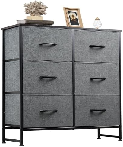 WLIVE Dresser for Bedroom with 6 Drawers, Dark Grey