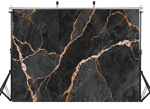 5x5ft Fabric Black Gold Marble Texture Backdrop Luxury Stone Pattern for Design Photography Background Interior Design Party Decorations Home Tapestry Photo Props - size: 5X5ft