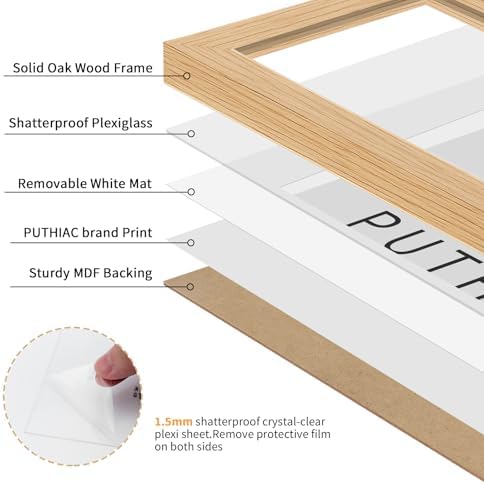 puthiac 10x14 Solid Oak Wood Picture Frames, Natural Oak, 3 Pack