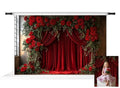 Kate Valentine's Day Backdrop for Home Decoration Red Roses Curtain Background Photo Fabric Studio Props 10x6.5ft