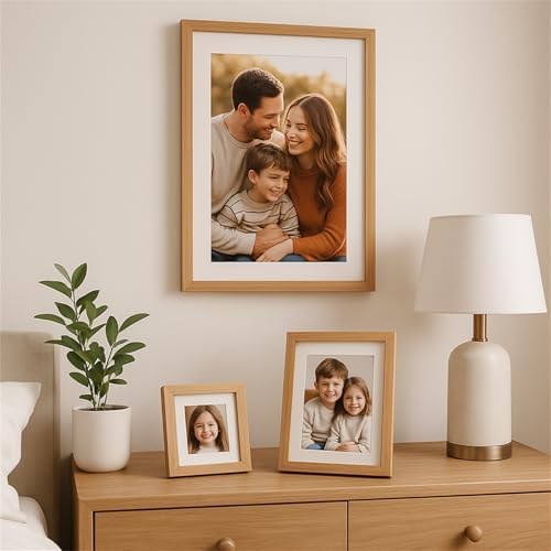 puthiac 4x6 Solid Oak Wood Picture Frames, Natural Oak, 3 Pack