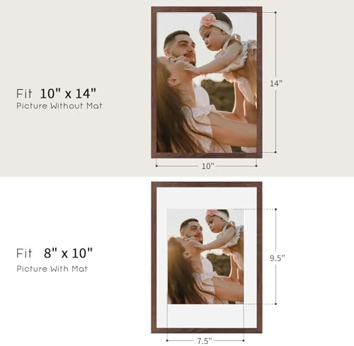 puthiac 10x14 Solid Oak Wood Picture Frame, Walnut, 1 Pack