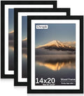 14x20 Poster Frame, Black Wood Frame with 12x18 Mat, 3 Pack