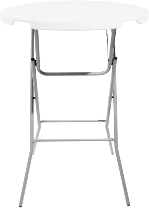 PRO&Family Commercial Round Folding Table, White Top, Powder-Coated Steel Frame, High-Impact Polyethylene Construction, Perfect for Wedding, Party, Shool, Church. (10, 32")