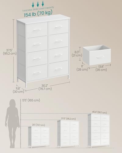 SONGMICS Dresser for Bedroom, Tall Dresser with 8 Fabric Drawers