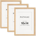 puthiac 10x14 Solid Oak Wood Picture Frames, Natural Oak, 3 Pack
