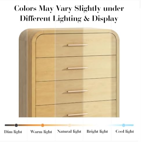 Curved Drawer Dresser for Bedroom with 5 Drawers, 31'' Wide Chest of Drawer