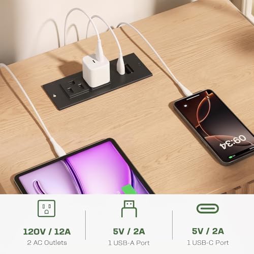 Marsail Wooden Nightstand with Drawer, Modern Night Stand with Charging Station and Storage, Fluted Bedside Table Boho End Table for Bedroom, Natural Oak (1 Pack)