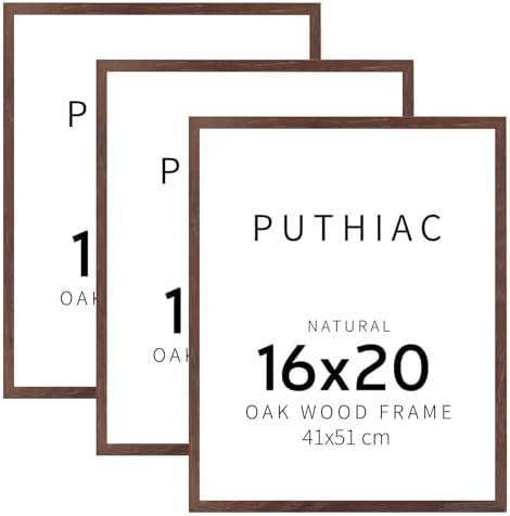 puthiac 16x20 Solid Oak Wood Picture Frames, Walnut, 3 Pack