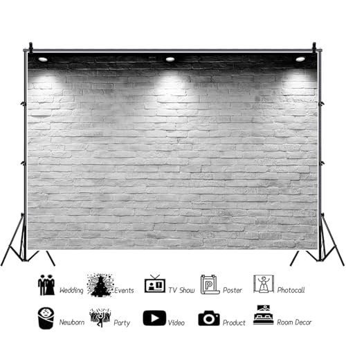 Vinyl 10x8ft Backdrop Photography Background White Brick Wall Computer-Print Seamless Photo Background Children Baby Adults Portraits Photo Studio Props - size: 10x8ft