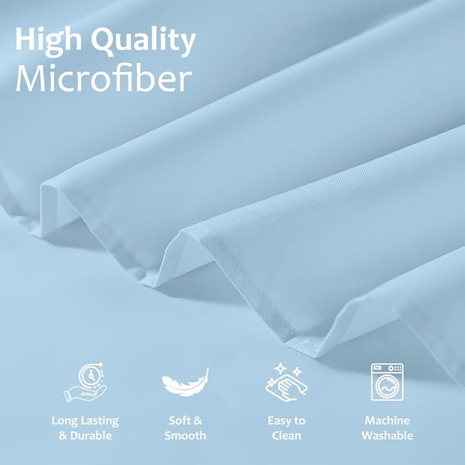Shreem Linen Ruffled Bed Skirt with Split Corners, Gathered Style, 100% Microfiber, 16-Inch Drop, Dust Ruffle Bedskirt with Platform, RV King, Light Blue