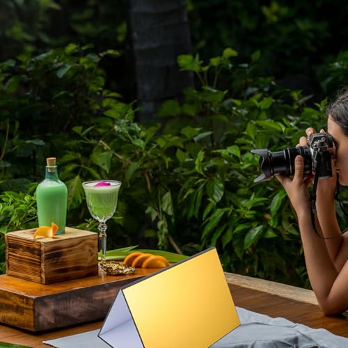 PRETYZOOM Foldable A4 Photography Reflective Board Tri-fold Silver Black White Gold Light Reflector Cardboard for Studio and Outdoor Photo Lighting