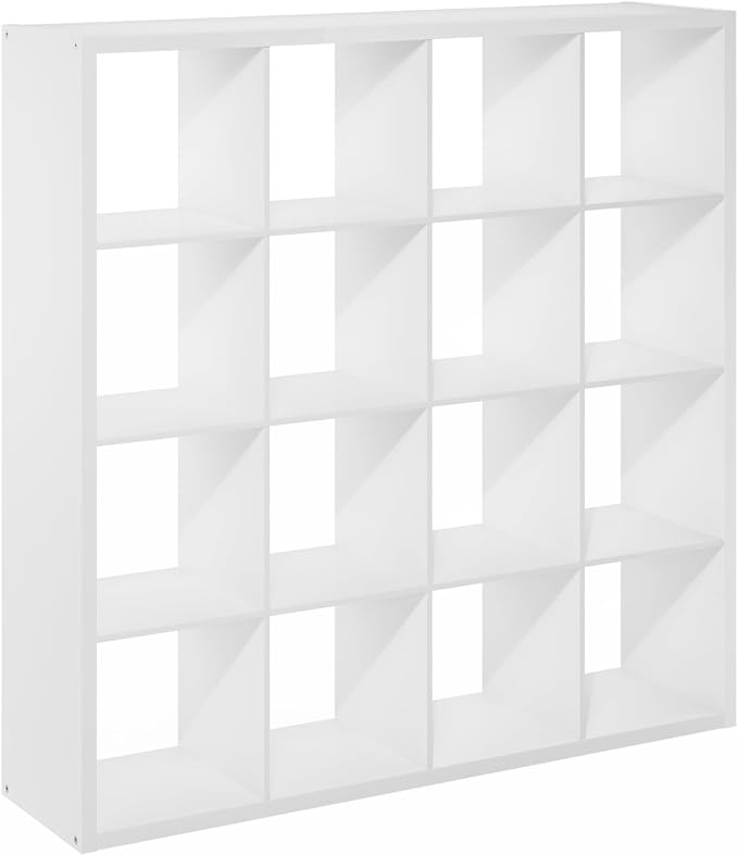 Furinno Cubicle Book Shelf, 16-Cube Bookshelf, Extra Thick Frame Reversible