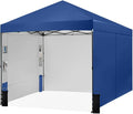 Tunbne 10X10 Comercial Pop Up Canopy Tent with 4 Sidewalls and 6 Pockets, One Push Setup Center Lock, for Beach Patio Outdoor, Case, 8 Stakes, 4 Ropes, 4 Sandbags (Sapphire Blue)