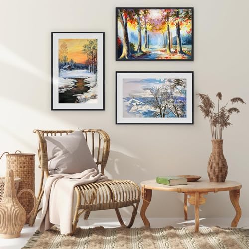 puthiac 12x16 Solid Oak Wood Picture Frame, Black, 1 Pack