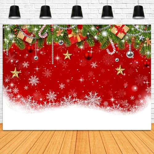 Mocsicka Christmas Backdrop Xmas Party Decorations for Family Holiday Photo Booth Props Snowflake Christmas Background Holiday Party Photo Prop Supplies (6x4ft) - size: 6x4ft