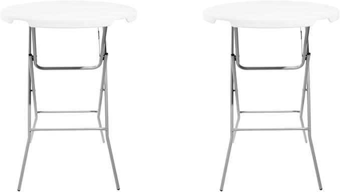 PRO&Family Commercial Round Folding Table, White Top, Powder-Coated Steel Frame, High-Impact Polyethylene Construction, Perfect for Wedding, Party, Shool, Church. (2, 32")