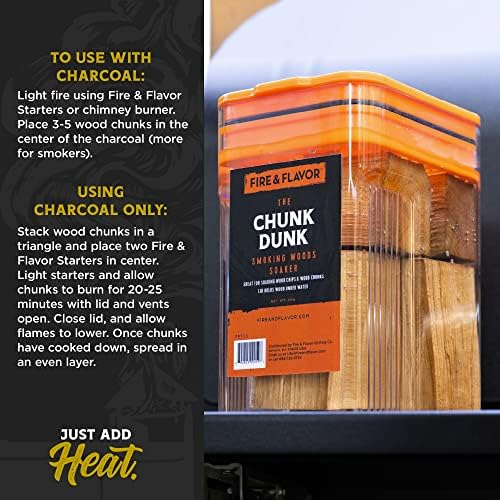 Fire & Flavor Oak Wood Chunks for Smoking and Grilling - All-Natural, Long-Lasting with a Mildly Sweet Flavor - Large Chunk Wood Chips for Smokers
