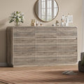 Wodeer Grey Dresser Fluted 9 Drawers Dresser for Bedroom, 59" Wide Wood Chest of Drawers with Hidden Handles & Rounded Corners, Modern TV Stand Storage Cabinet for Living Room, Hallway, Entryway, Gray