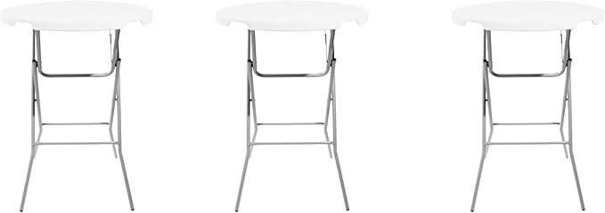 PRO&Family Commercial Round Folding Table, White Top, Powder-Coated Steel Frame, High-Impact Polyethylene Construction, Perfect for Wedding, Party, Shool, Church. (3, 32")