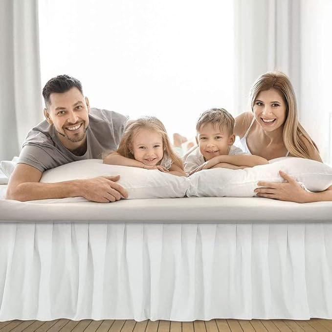 Ruffle Bed Skirt with Split Corners, Microfiber Dust Ruffled for a Perfectly Tailored Bedding Ensemble, Wrinkle and Fade Free, Easy Fit, King Size 21 Inch Drop, White