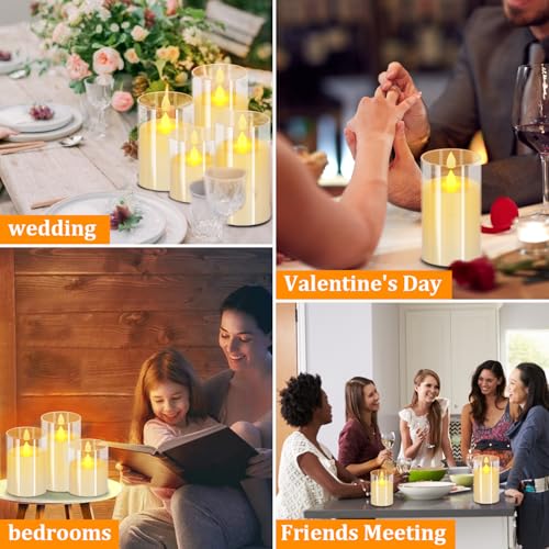 wemarry Flameless Candles 4" 5" 6" Acrylic Glass Pillars 3" Diameter Battery Operated Flickering Candles Include 8-Key Remote with Timer Function 400+ Hours (Pure White, Warm Light 12 Pack) - color: Pure White, size: Warm Light 12 Pack