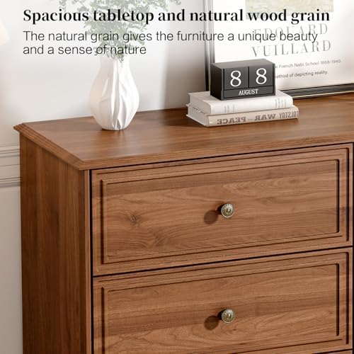 Chrangmay Modern Chest of Drawers with 6 Drawers,Deep Drawers,Clothes Organizer,Large Storage Cabinet for Living Room, Bedroom,Hallway,with Anti-Tipping Device, Brown