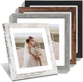 Hongkee 10x10 Picture Frame Set of 4, Made of Glass and Multicolour Wooden Frame, 10 by 10 Photo for Wall or Tabletop - Display Picture 8x8 with Mat or 10x10 Without Mat