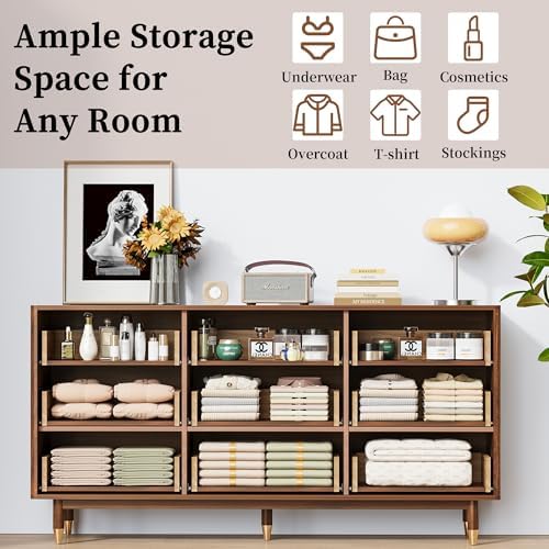 Bifins 60" Wide Fluted Dresser for Bedroom with 9 Drawers