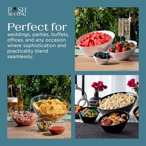 Posh Setting Black Plastic Serving Bowls Disposable - Angled Bowls - Angled Candy Bowl - Plastic Snacks & Chip Bowls for Parties - Black, Gold & Clear, White Serving Dishes, 8 OZ, 5 Pack - color: Black, size: Small 8 OZ