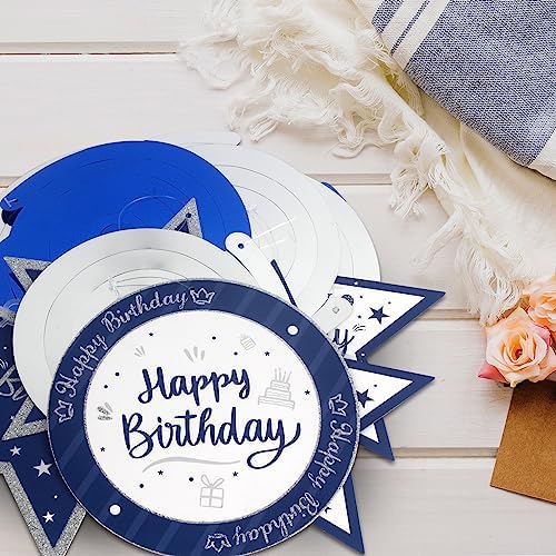 Happy 10th Birthday Blue & Silver Glitter Swirls Streamers Party Decorations - 15 Pcs 10th Birthday Hanging Swirls Streamers Kit,Cheers to Ten Years Old Bday Party Sign.