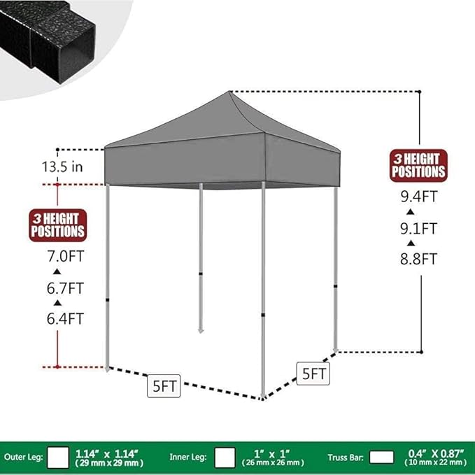 Eurmax USA 5x5ft Pop Up Canopy, Commercial Instant Tent for Outdoor Events, Patented No-Tip Rolling Storage Bag with 4 Sandbags, UV & Water Resistant, Heavy Duty Portable Shelter Gazebo,Blue