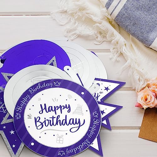Happy 50th Birthday Purple & Silver Glitter Swirls Streamers Party Decorations - 15 Pcs 50th Birthday Hanging Swirls Streamers Kit,Cheers to Fifty Years Old Bday Party Sign.
