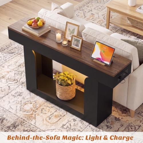 Homieasy Console Table, 47" Entryway Table with Charging Station