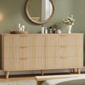 Wood Tall 6 Drawers Dresser, 53.2" W Fluted Modern Dressers for Bedroom