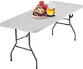 BestOffice Outdoor 6 FT Folding Camping Table Plastic Table Portable Square Height Dining Table Perfect for Picnics, Parties, Party and Camping, White