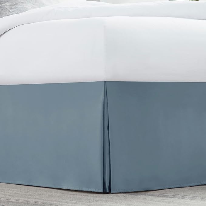 Nestl Stone Blue Twin Bed Skirt - Twin Size Bed Skirt 14 Inch Drop - Brushed Microfiber Bed Skirts - Hotel Quality Pleated Bed Skirt - Shrinkage & Fade Resistant